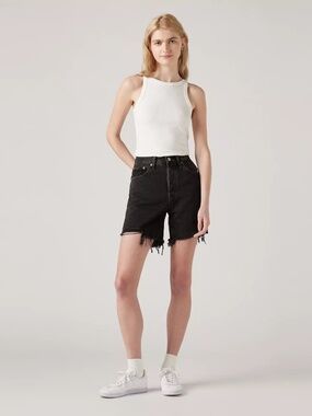 NWT Levi's® Premium 501® Mid Thigh Women's Shorts in Lunar Black size 24 Waist
